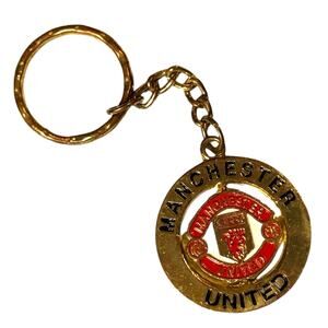 Manchester United Keychain Round Gold Tone Spinning Team Crest
